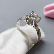 1.0 Ct Round Cut Diamond Cow Head Swallowtail Engagement Ring-Black Diamonds New York