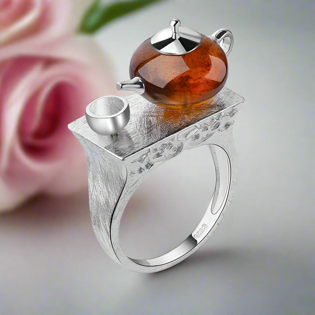 Vintage Cute Teapot Ring-Black Diamonds New York