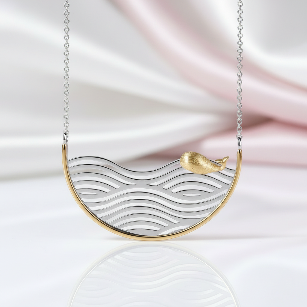 Swimming Fish Necklace-Black Diamonds New York