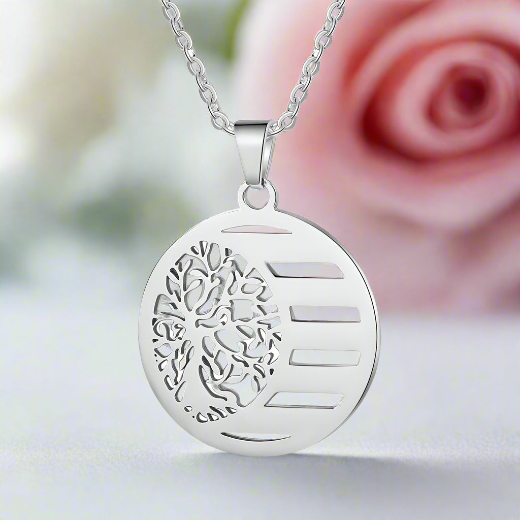 Custom Tree of Life Pendant Name Necklace-Black Diamonds New York