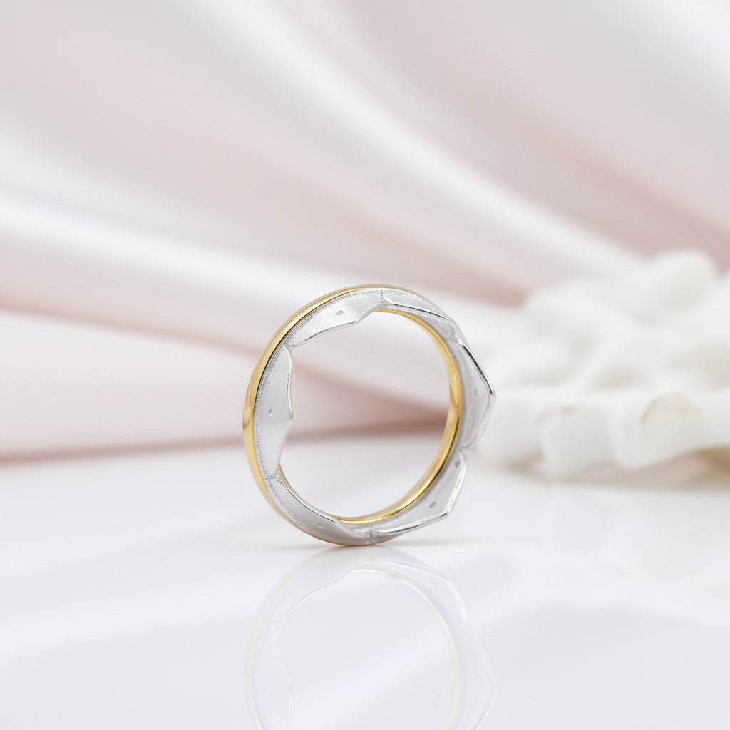 Minimalist Lotus Flower Ring-Black Diamonds New York