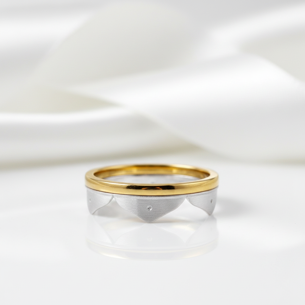 Minimalist Lotus Flower Ring-Black Diamonds New York