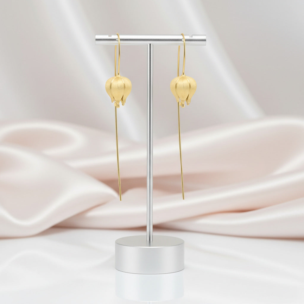 Eternal Love Tulip Flower Dangle Earrings-Black Diamonds New York