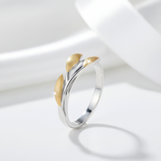 Minimalist Leaves Ring-Black Diamonds New York