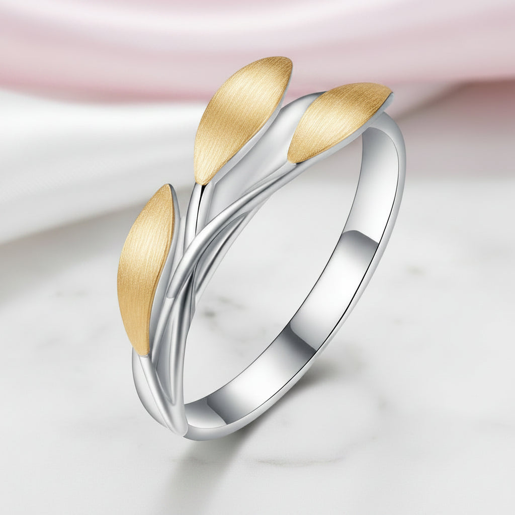 Minimalist Leaves Ring-Black Diamonds New York