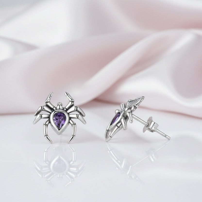 Vintage Pear Cut Diamond Spider Stud Earrings-Black Diamonds New York