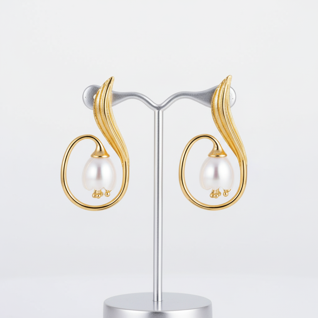Crystal Lily of the Valley Flower Dangle Earrings-Black Diamonds New York