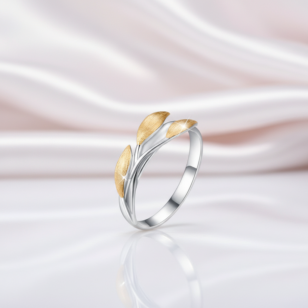 Minimalist Leaves Ring-Black Diamonds New York