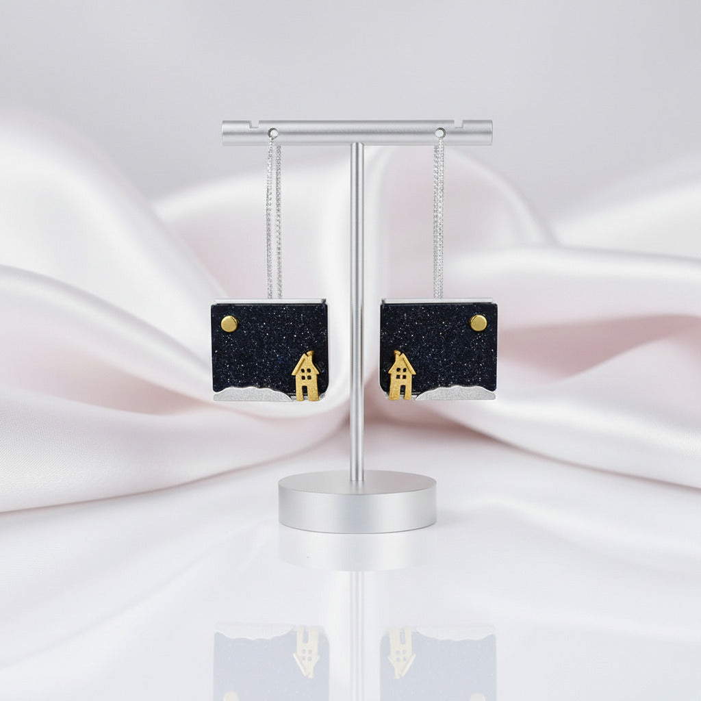 Hometown under the Stars Drop Earrings-Black Diamonds New York