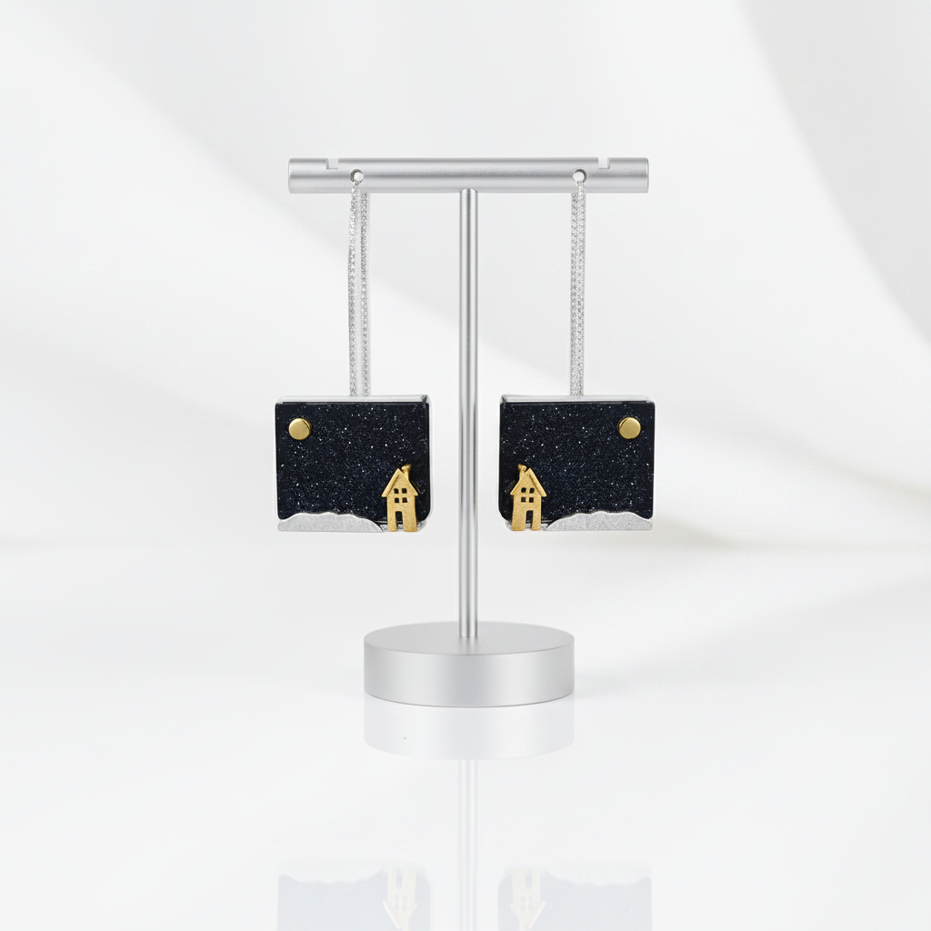 Hometown under the Stars Drop Earrings-Black Diamonds New York