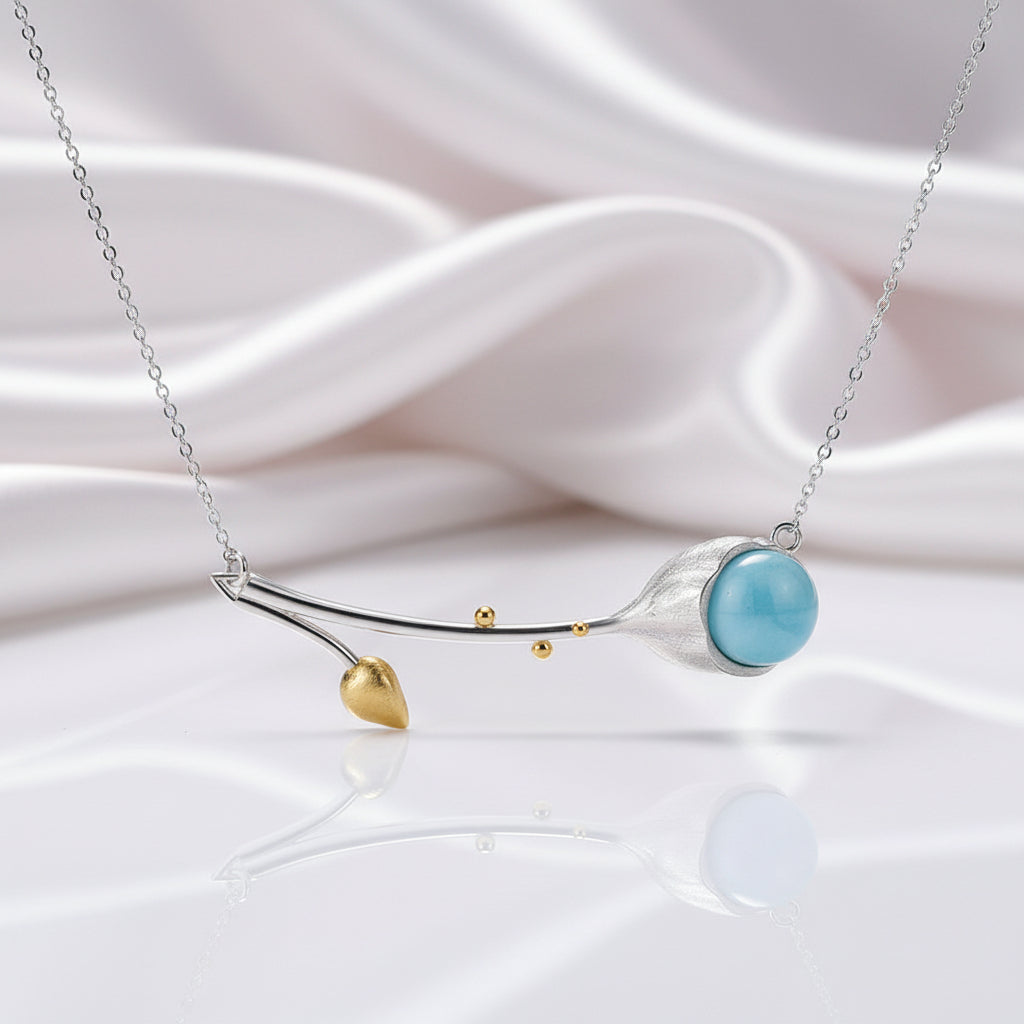 Elegant Lotus Buds Necklace-Black Diamonds New York