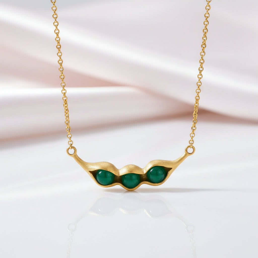 Green Pea Pods Stone Necklace-Black Diamonds New York