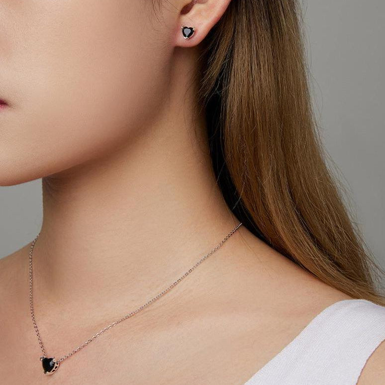 Cool Black Devil Heart Diamond Jewelry Set-Black Diamonds New York