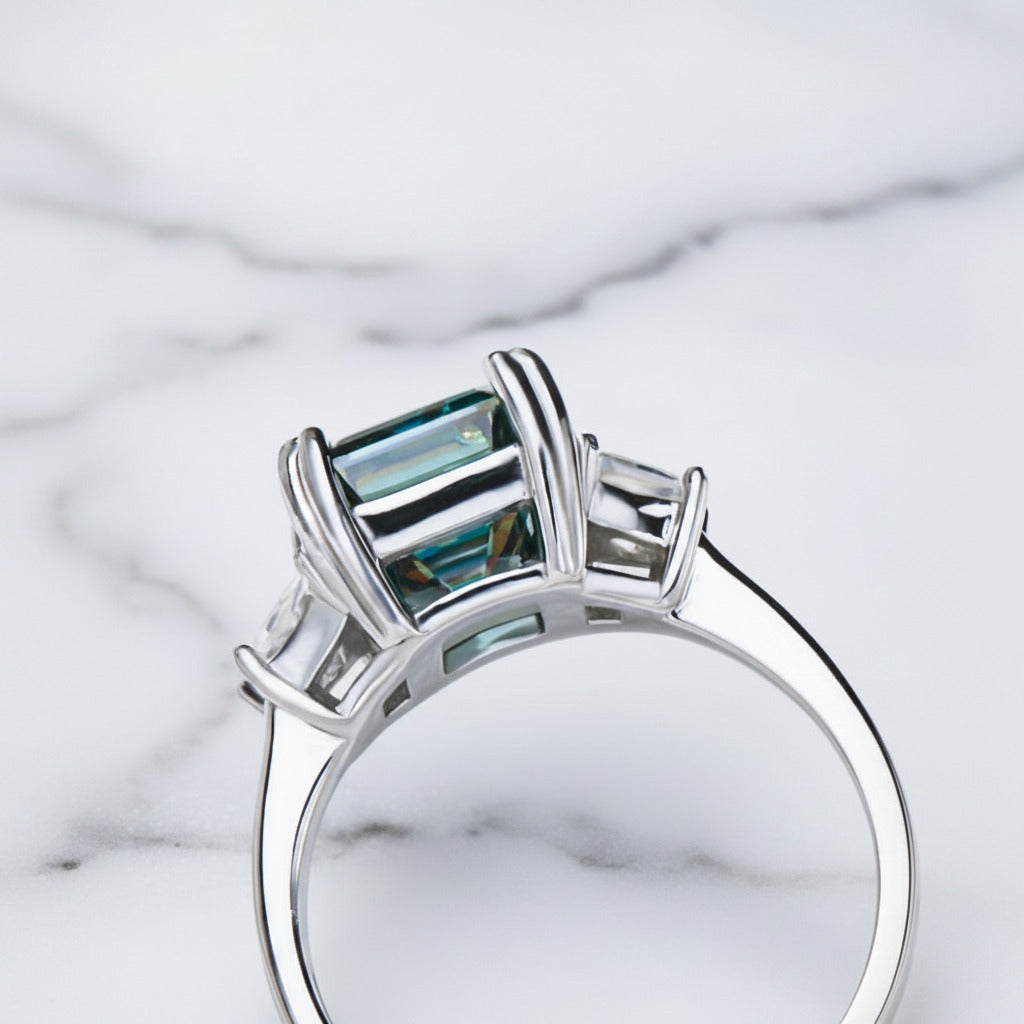 4.0 Ct Emerald Cut Diamond Option Engagement Ring-Black Diamonds New York