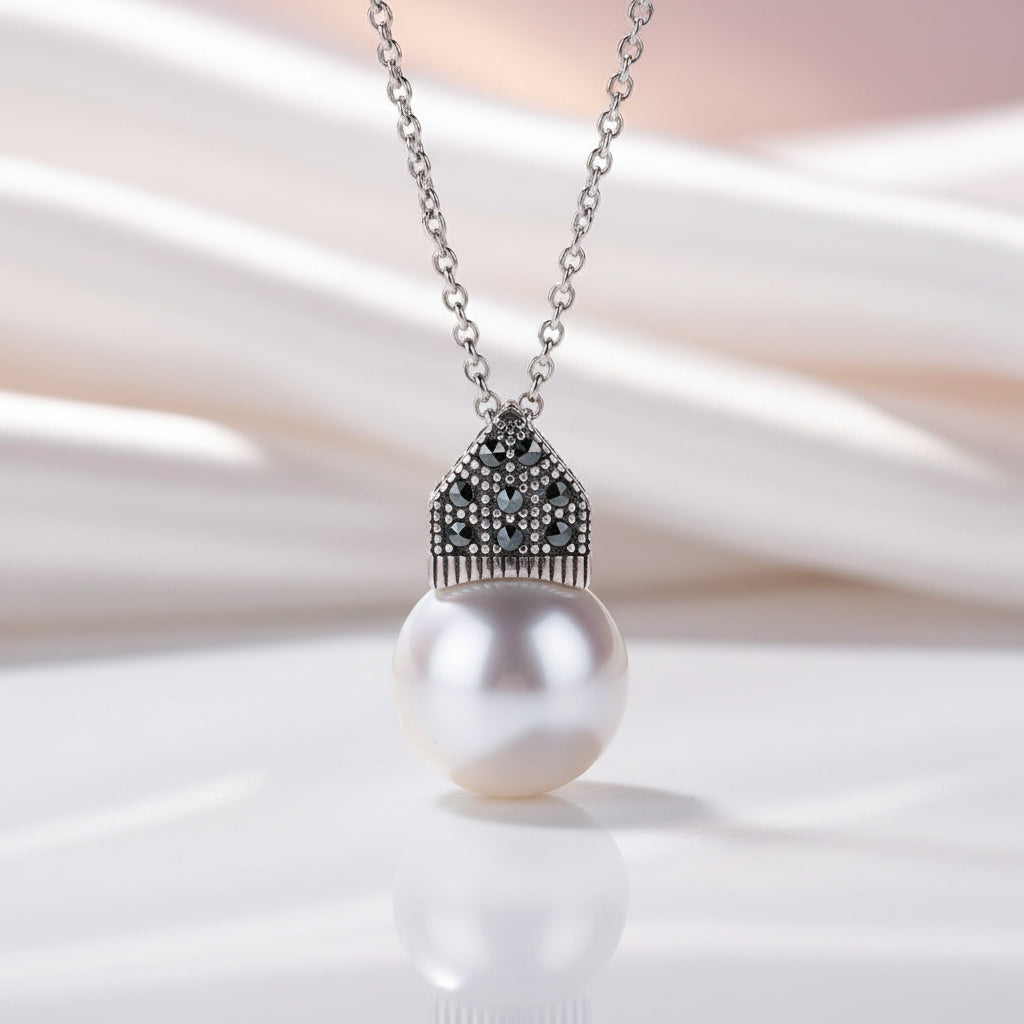 Mother of Pearl Necklace-Black Diamonds New York