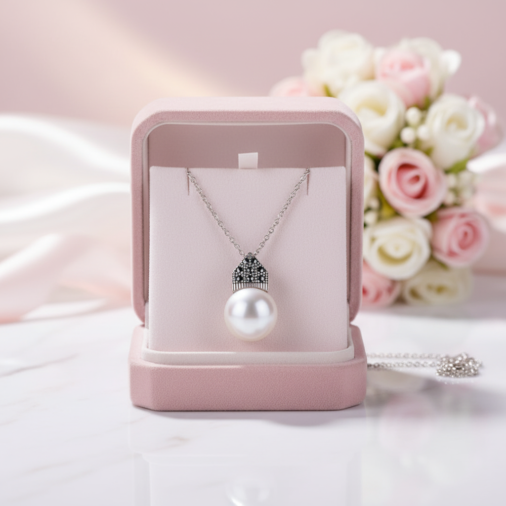 Mother of Pearl Necklace-Black Diamonds New York
