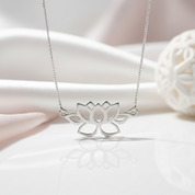 Hollow Out Lotus Necklace-Black Diamonds New York