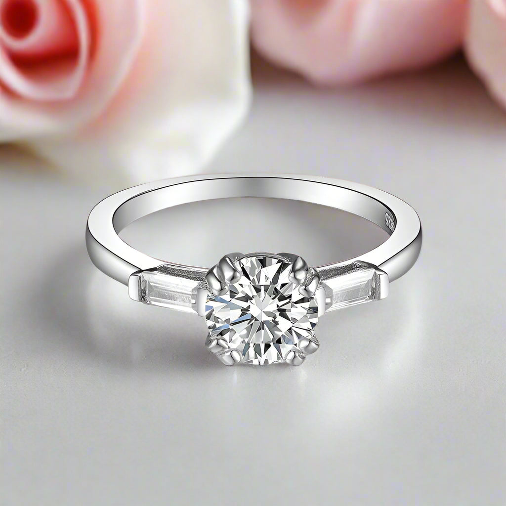 1.0 Ct Round Cut D Color Diamond Engagement Ring-Black Diamonds New York