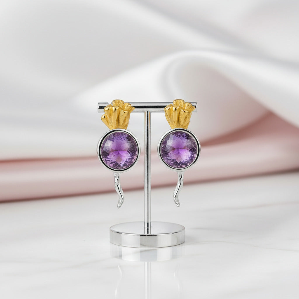 Unique Radish Stud Earrings-Black Diamonds New York
