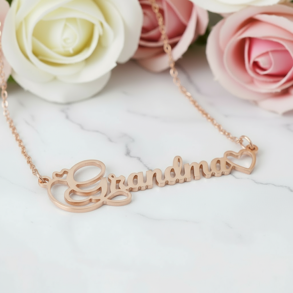 Custom Heart Charm Name Necklace-Black Diamonds New York