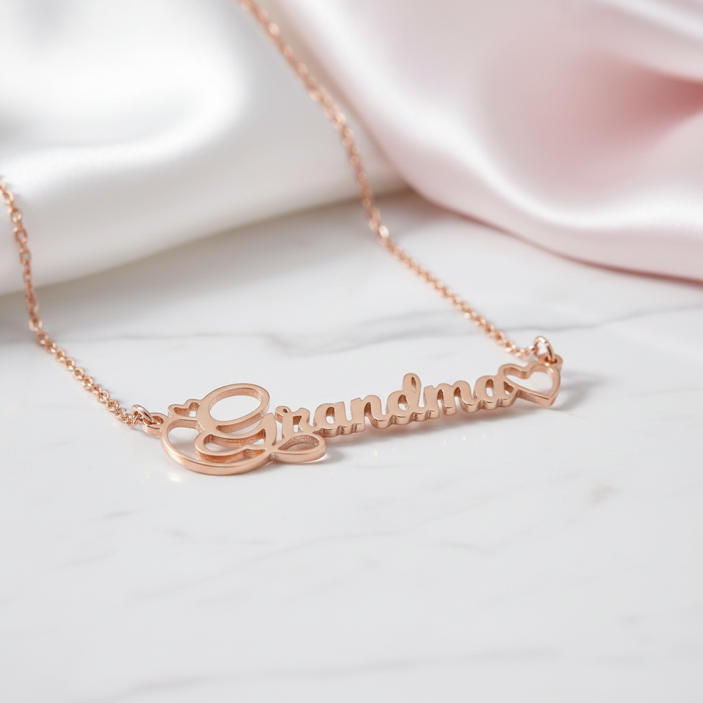 Custom Heart Charm Name Necklace-Black Diamonds New York