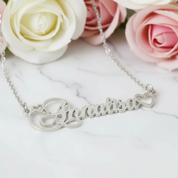 Custom Heart Charm Name Necklace-Black Diamonds New York