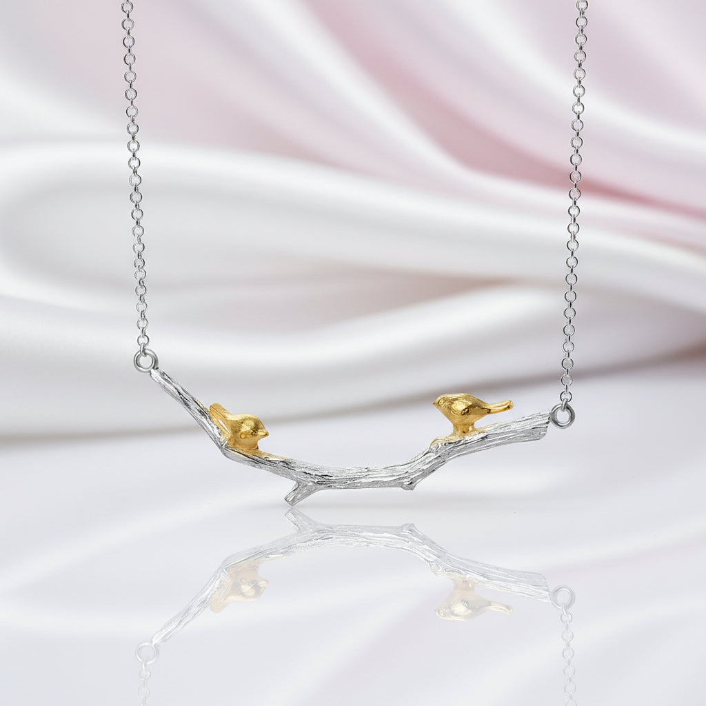 Birds on Branch Necklace-Black Diamonds New York