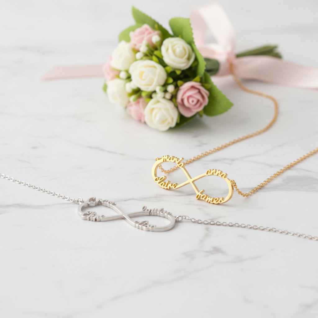 Custom One-Four Name Infinity Necklace-Black Diamonds New York