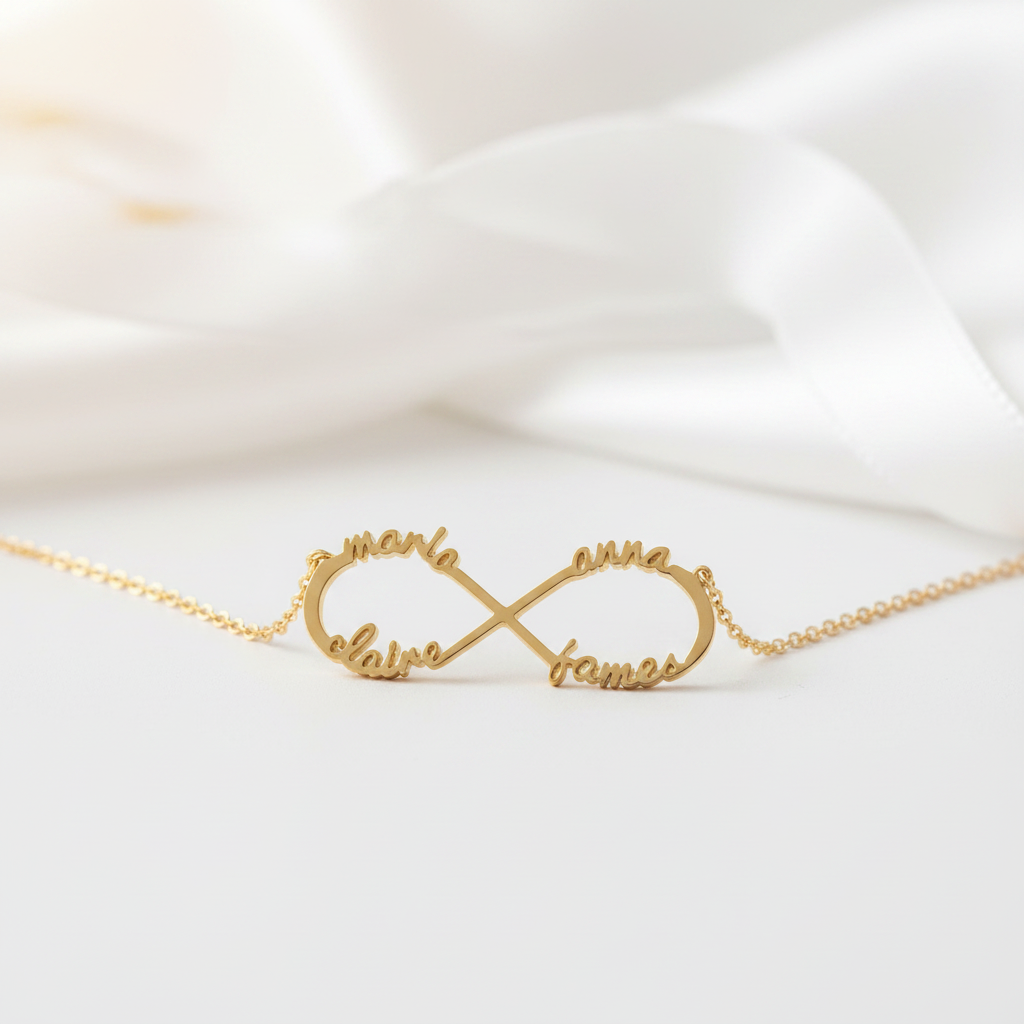 Custom One-Four Name Infinity Necklace-Black Diamonds New York