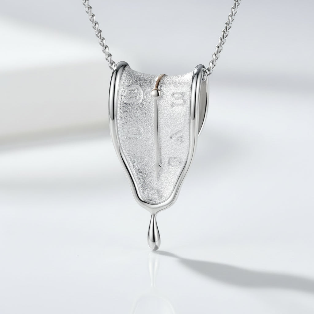 Clock Shape Love Forever Necklace-Black Diamonds New York