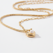18k Yellow Gold Classic Charm Freshwater Pearl Necklace-Black Diamonds New York