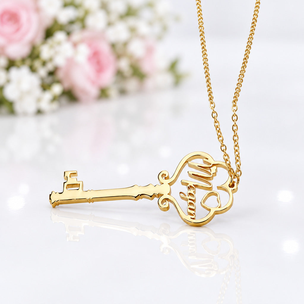 Custom Key Name Necklace-Black Diamonds New York