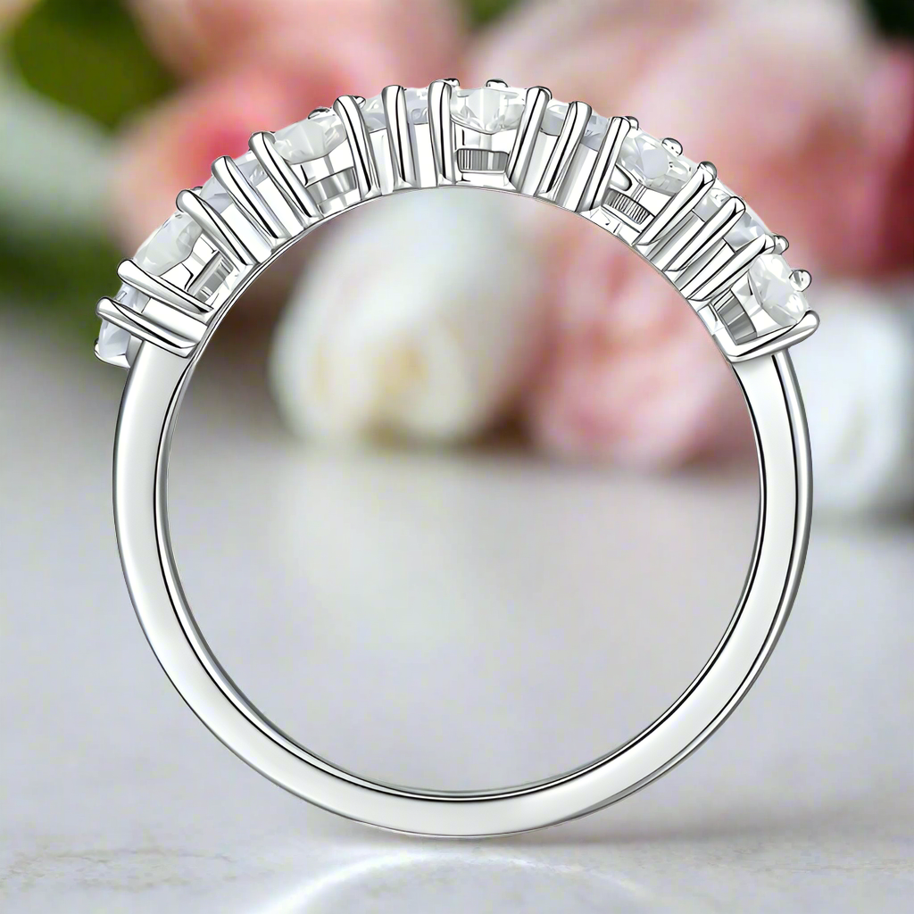 1.0 Ct Heart Cut D Color Diamond Wedding Band-Black Diamonds New York