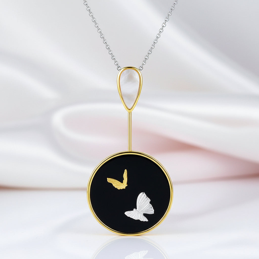 Flying Butterfly Necklace-Black Diamonds New York