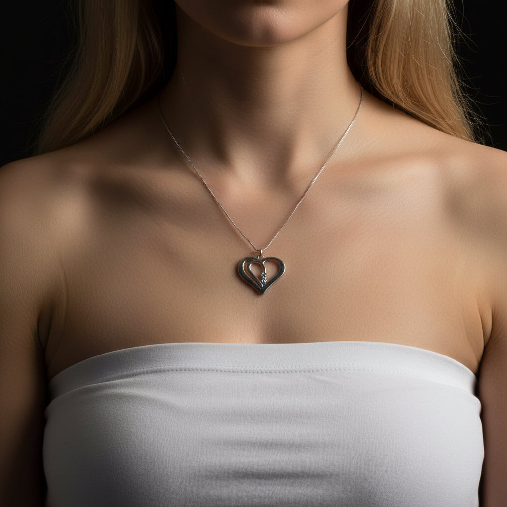 Custom Engraved Name Heart Necklace with Birthstone-Black Diamonds New York