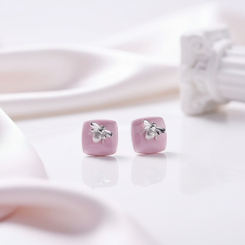 Golden Bee Stud Earrings-Black Diamonds New York