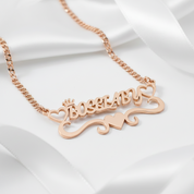 Custom Name Necklace With Heart-Black Diamonds New York
