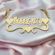 Custom Name Necklace With Heart-Black Diamonds New York