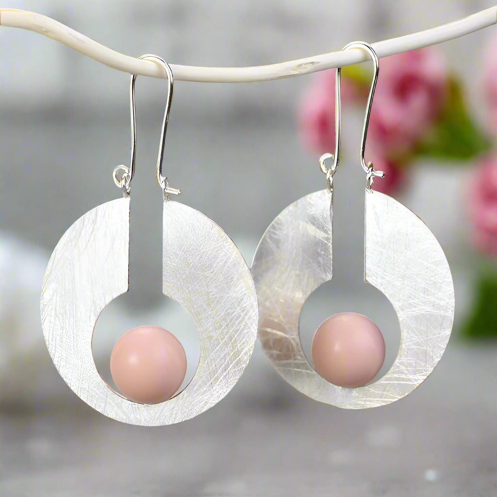 Bright Round Moon Dangle Earrings-Black Diamonds New York