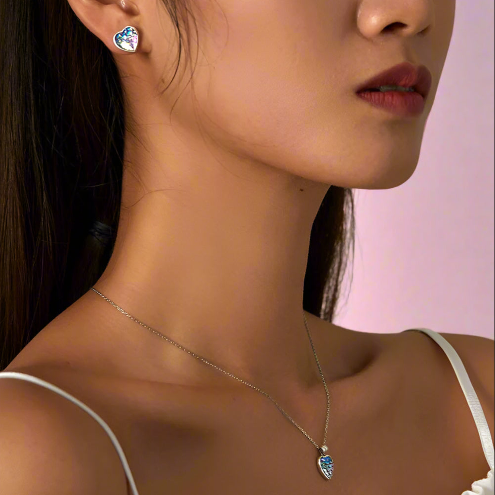 Purple Mermaid Heart & Round Jewelry Set-Black Diamonds New York