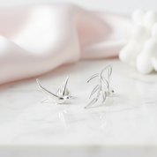 Swallow & Willow Branches Asymmetrical Dangle Earrings-Black Diamonds New York