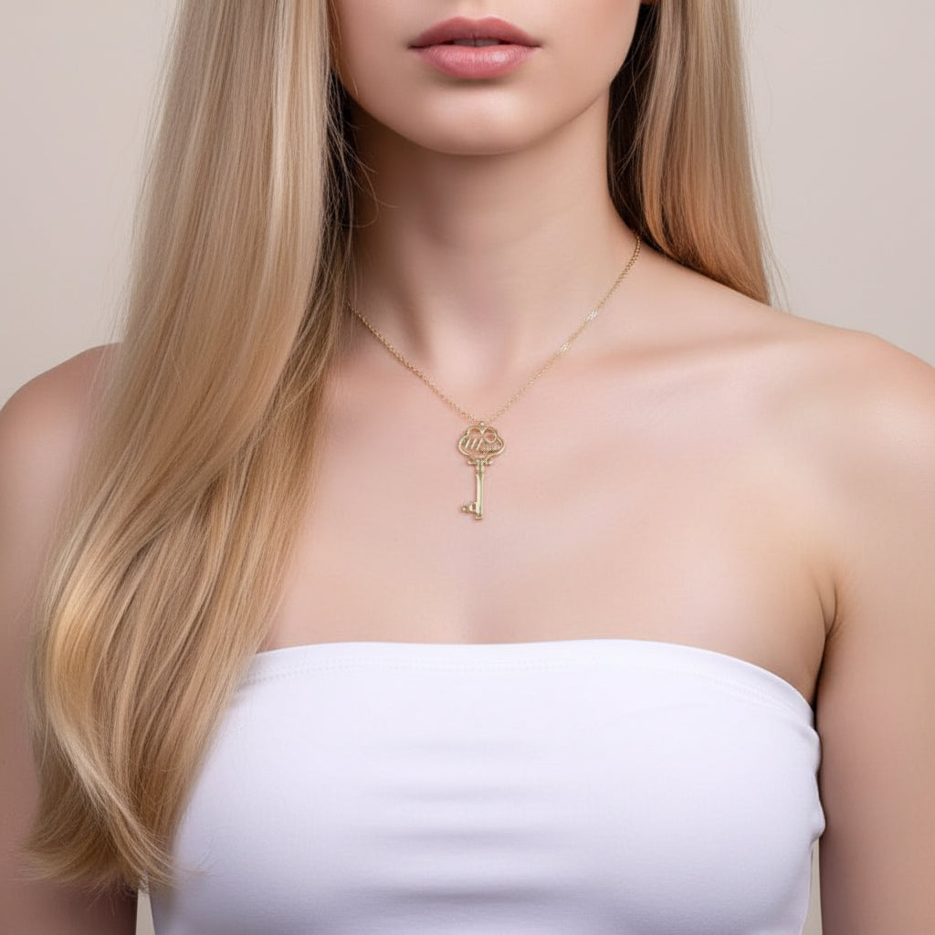 Custom Key Name Necklace-Black Diamonds New York