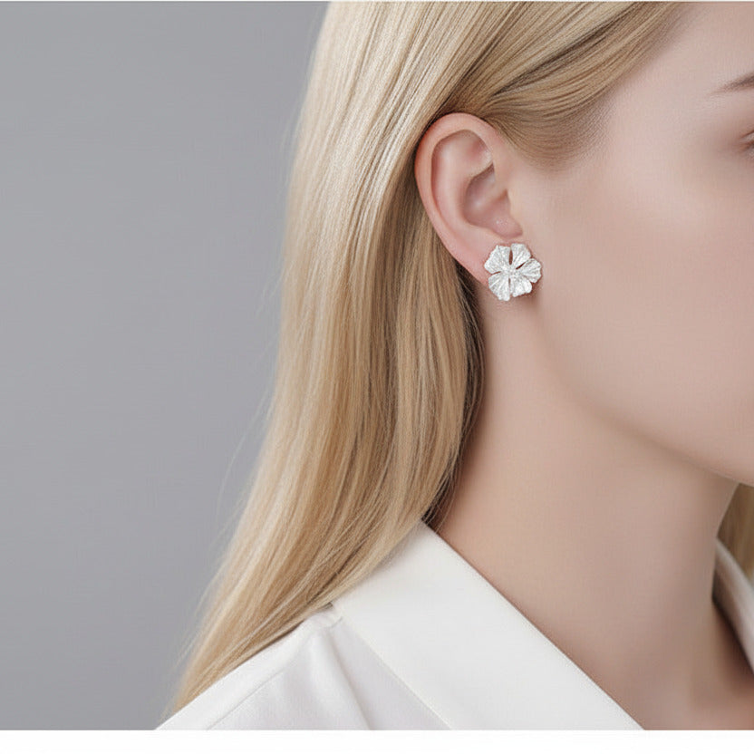 Elegant Big Peony Flower Stud Earrings-Black Diamonds New York