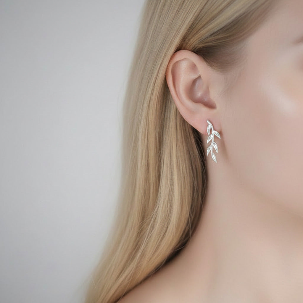Swallow & Willow Branches Asymmetrical Dangle Earrings-Black Diamonds New York