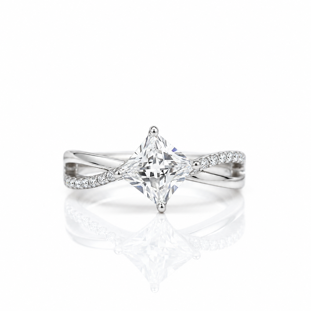 Princess Cut Diamond Option Twist Engagement Ring-Black Diamonds New York