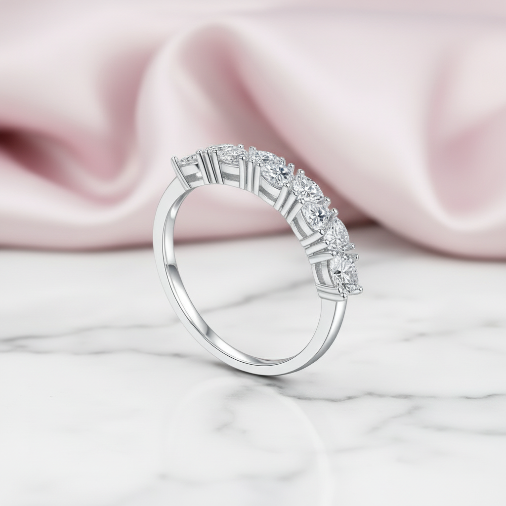 1.0 Ct Heart Cut Diamond Option Wedding Band-Black Diamonds New York
