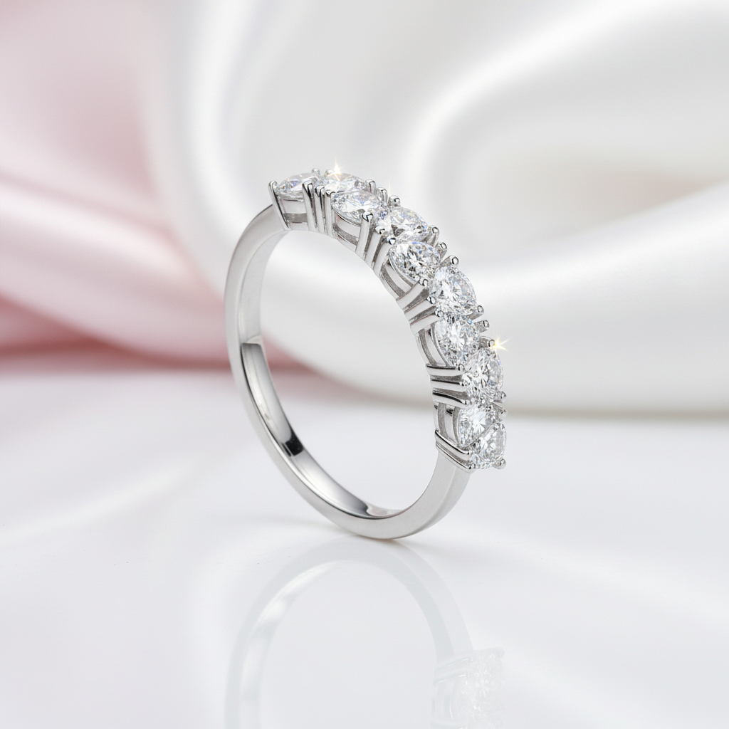 1.0 Ct Heart Cut Diamond Option Wedding Band-Black Diamonds New York