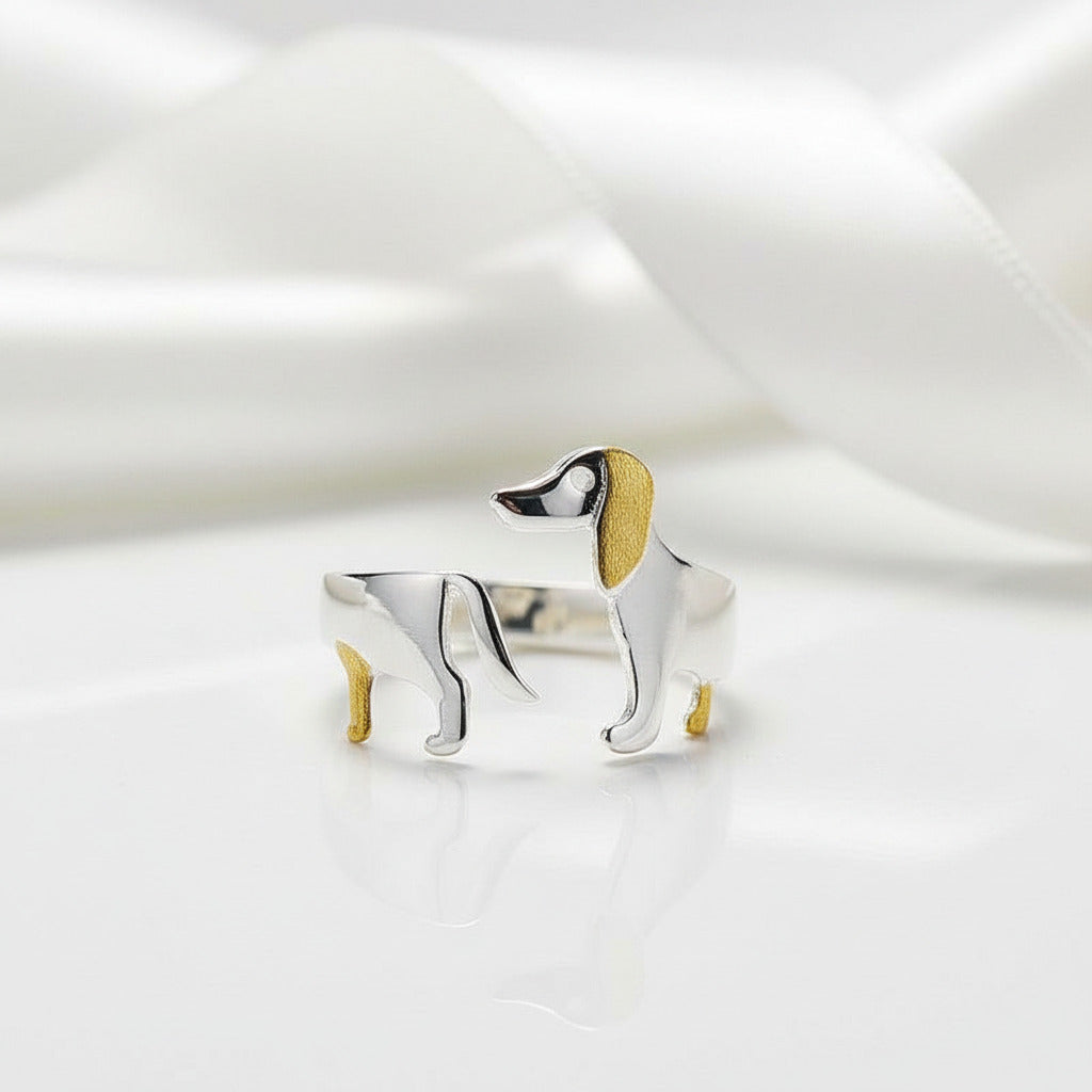 Cute Dachshund Dog Adjustable Ring-Black Diamonds New York