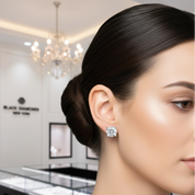 Round Diamond Cow Head Stud Earrings-Black Diamonds New York