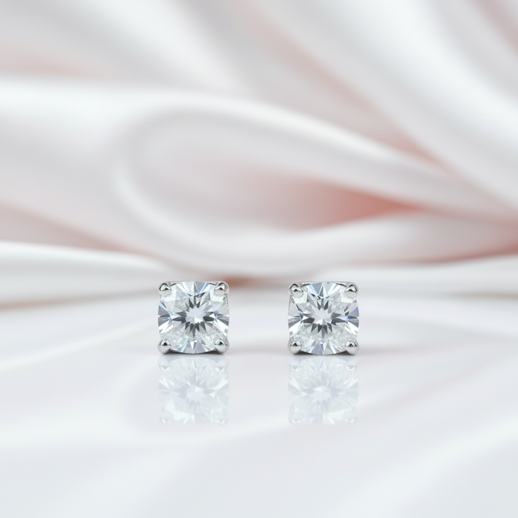 Round Diamond Option Cow Head Stud Earrings-Black Diamonds New York